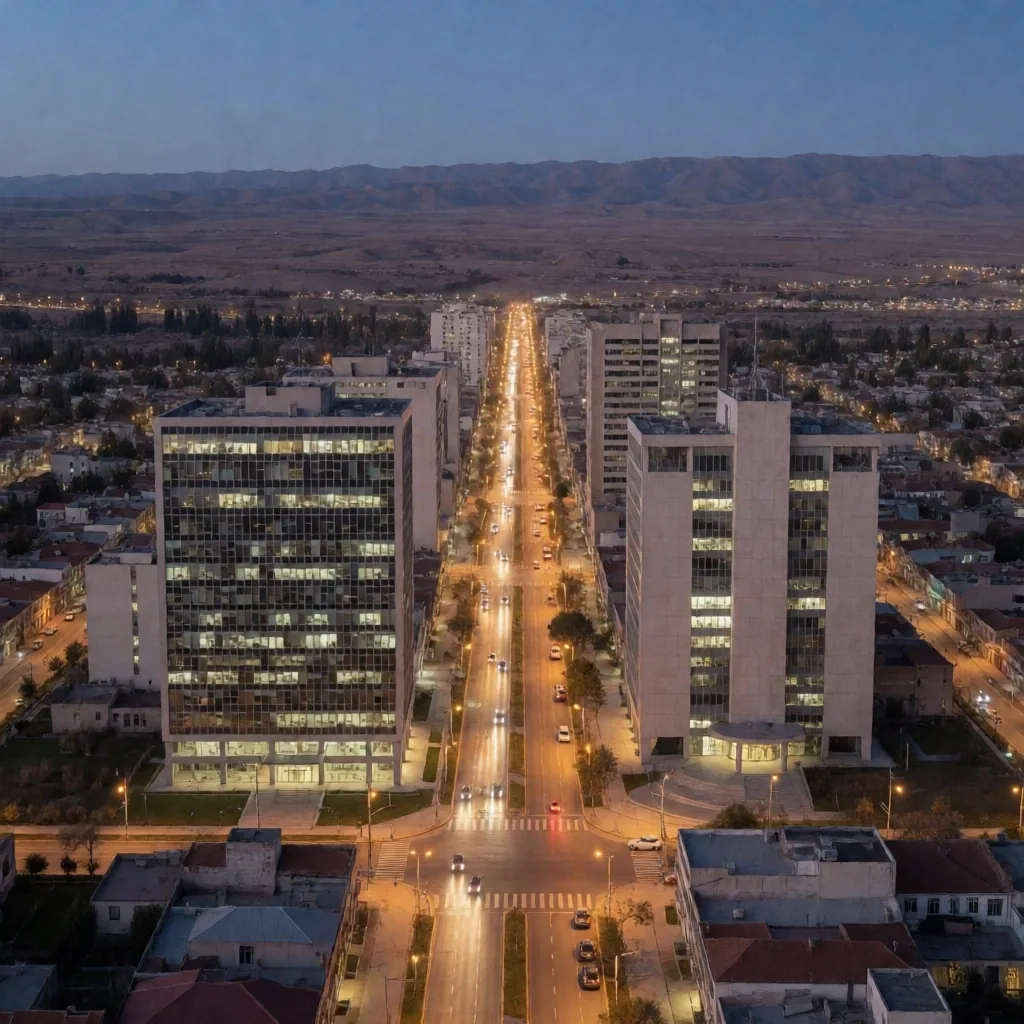 Vista de la ciudad de Neuquén al atardecer